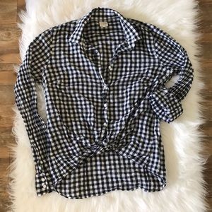 Jcrew Factory Gingham Lightweight Button Up Shirt